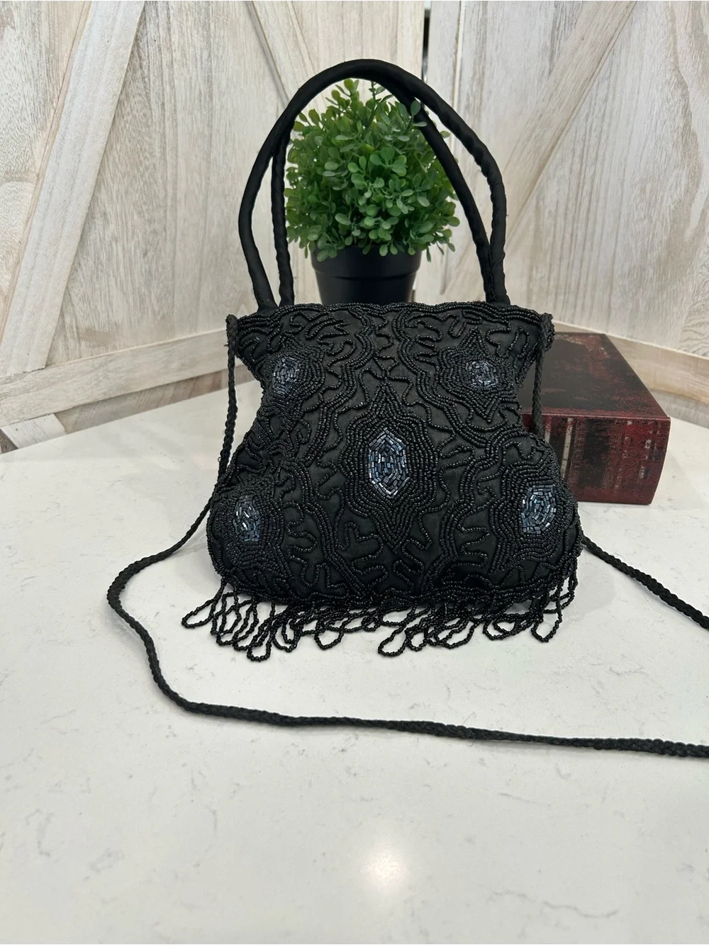 Black Beaded Evening Bag - Women Bags